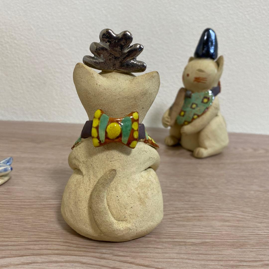 一点物　希少　益子焼　加藤麻里作　陶器雛人形 猫の嫁入り