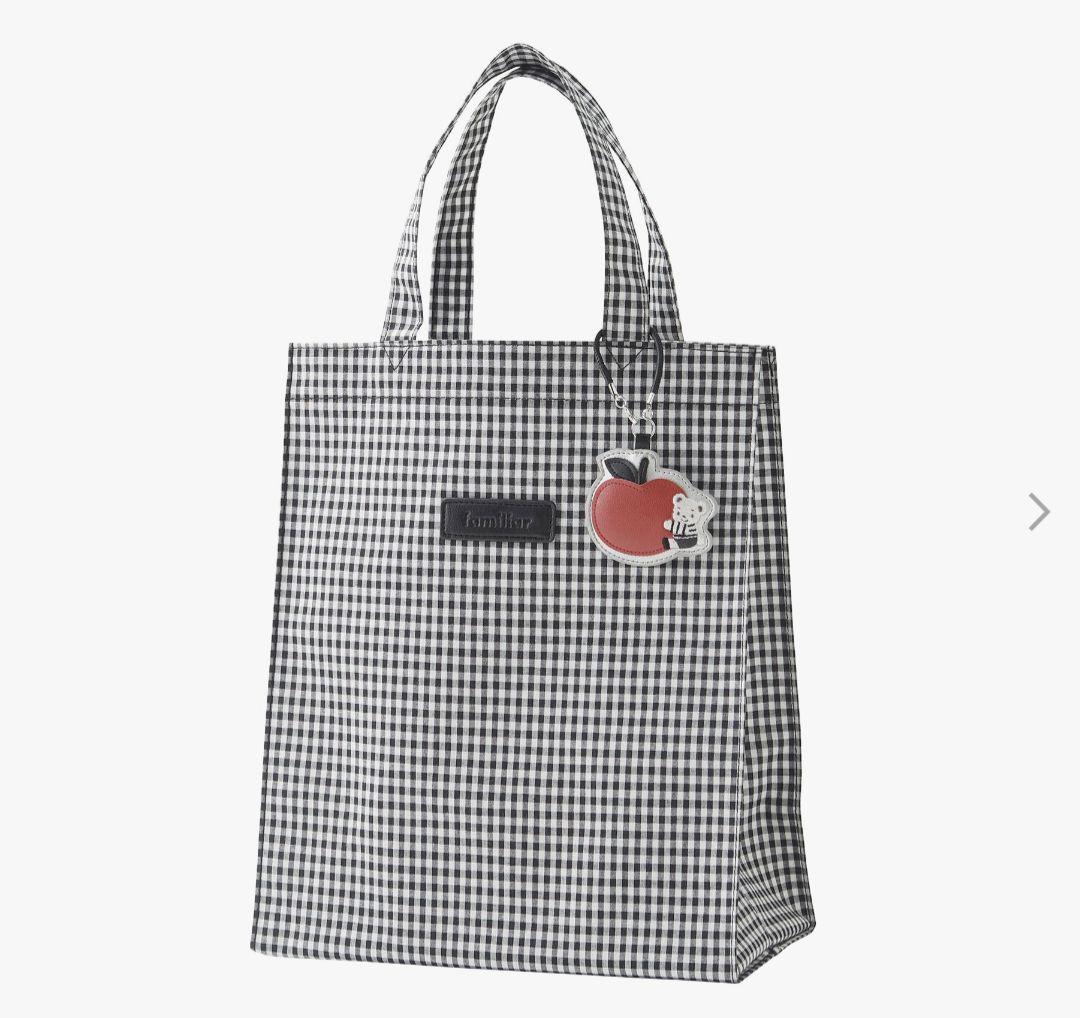 新品・未開封　タグ付き　familiar　ギンガムチェック　トートバッグ