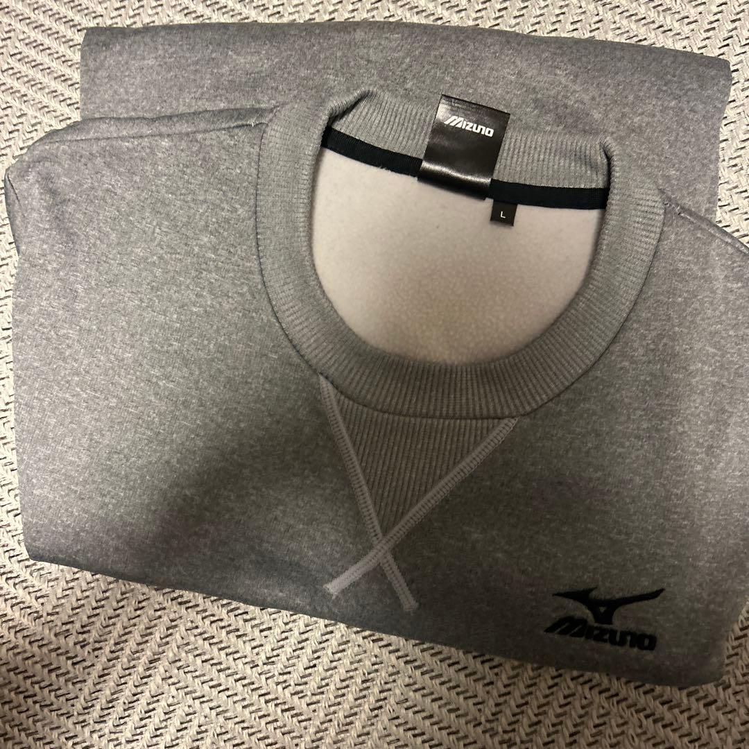 Mizuno クルーネック ウォームアップウェア Lサイズ グレー