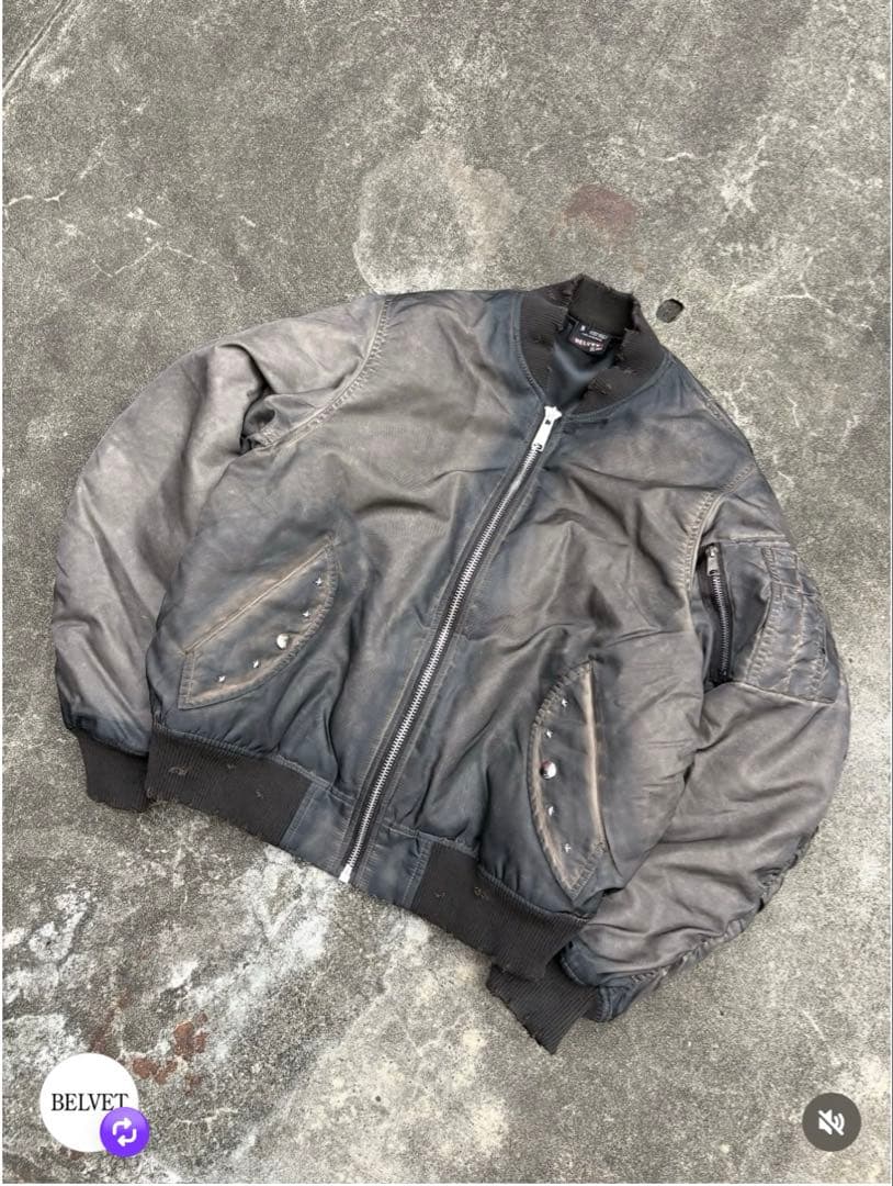 a*s様 BELVET Faded MA-1 Bomber Jacket ブラウ