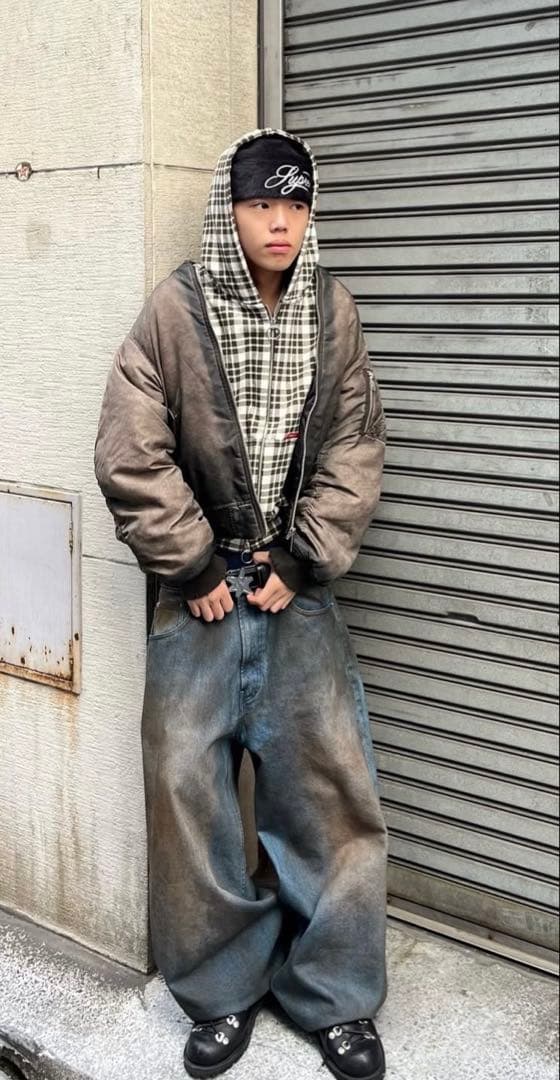 a*s様 BELVET Faded MA-1 Bomber Jacket ブラウ