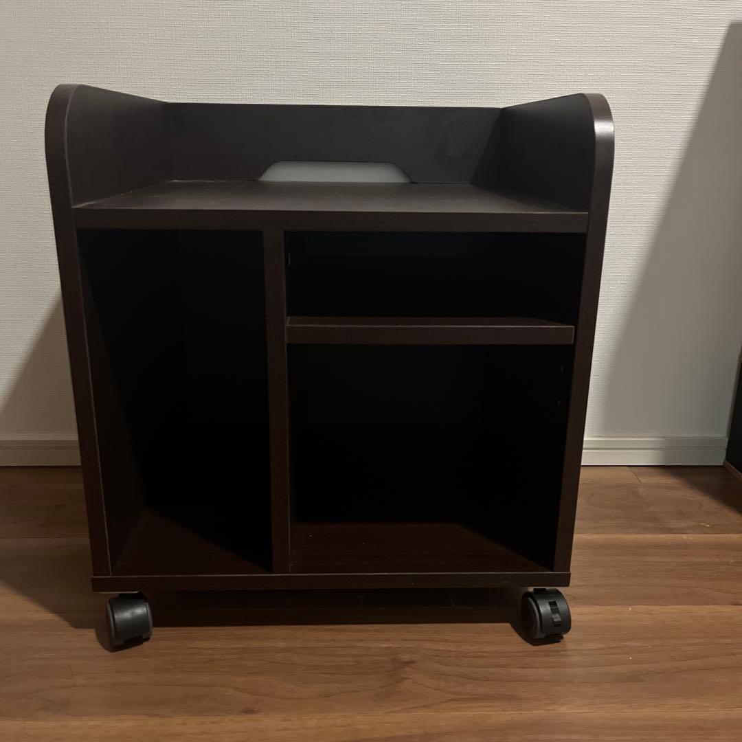 木製キャスター/プリンターラック ダークブラウン
