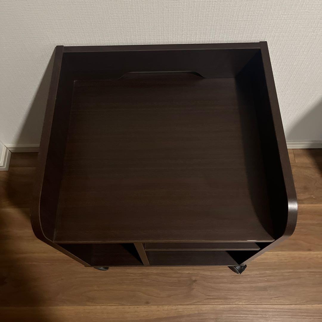 木製キャスター/プリンターラック ダークブラウン