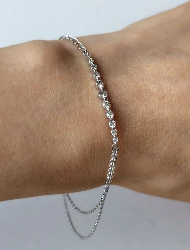 【値下げ】ダイヤ 0.5ct K18WG ブレスレット 約14.5〜18cm