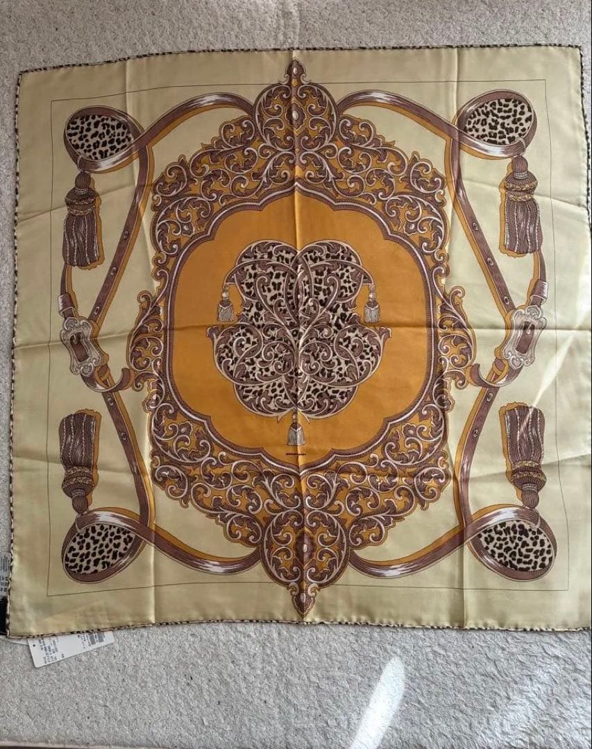 【タグ付未使用】manipuri マニプリ タッセルレオパード スカーフ65