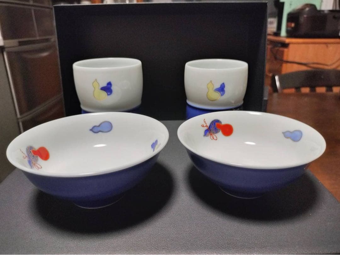 新品　深川製磁　百年庵　六瓢　睦揃　ひょうたん　夫婦飯碗と湯呑み茶碗