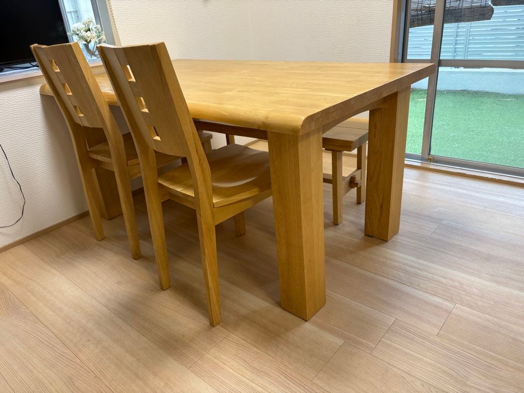 木製ダイニングテーブル 大きめ 椅子4脚付き 引き取り限定　京都　宇治