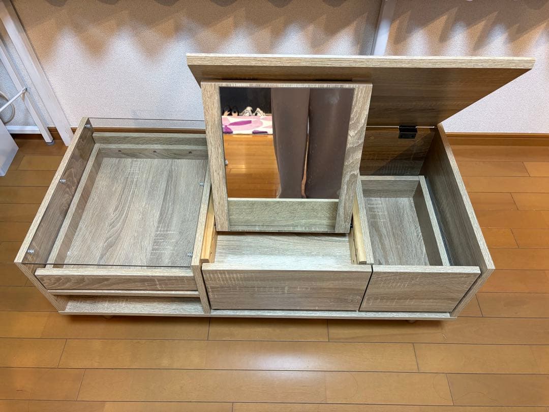 美品 LOWYA ロウヤ ドレッサーテーブル ローテーブル 収納付きドレッサー