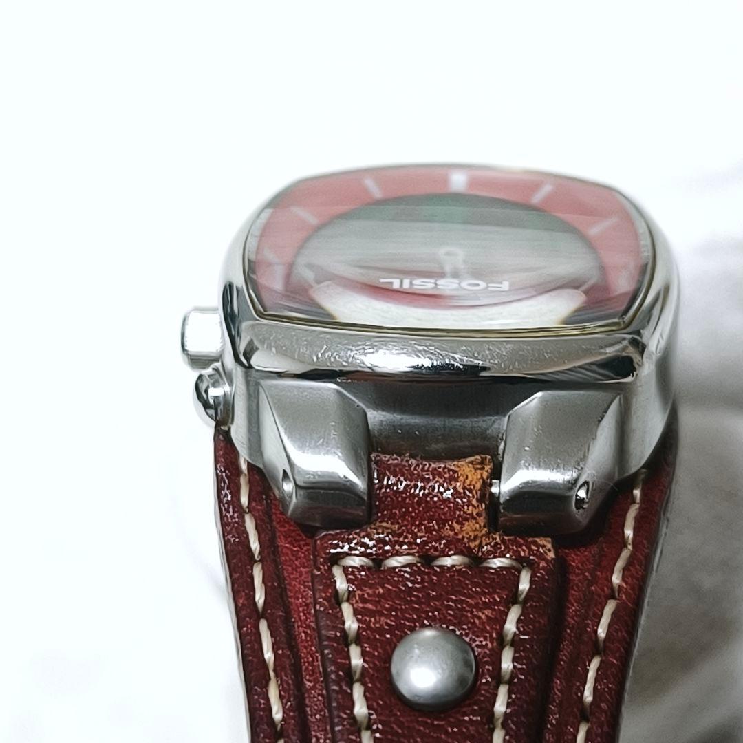 良品✨ FOSSIL BIG TIC フラワー 花 腕時計 レザー 稼働品 廃盤