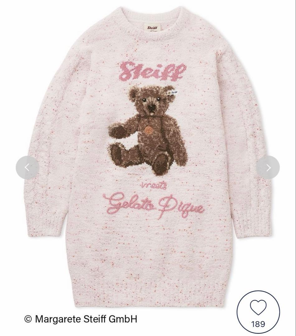 シュタイフ×ジェラートピケ　ピンク　パウダーネップジャガードワンピ