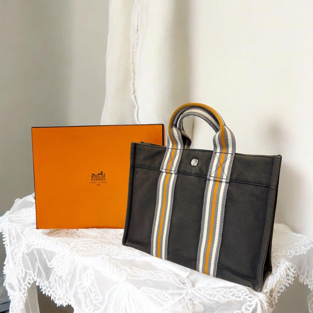 くるみ HERMES エルメス トートバッグ 銀座限定 箱付き キャンバス