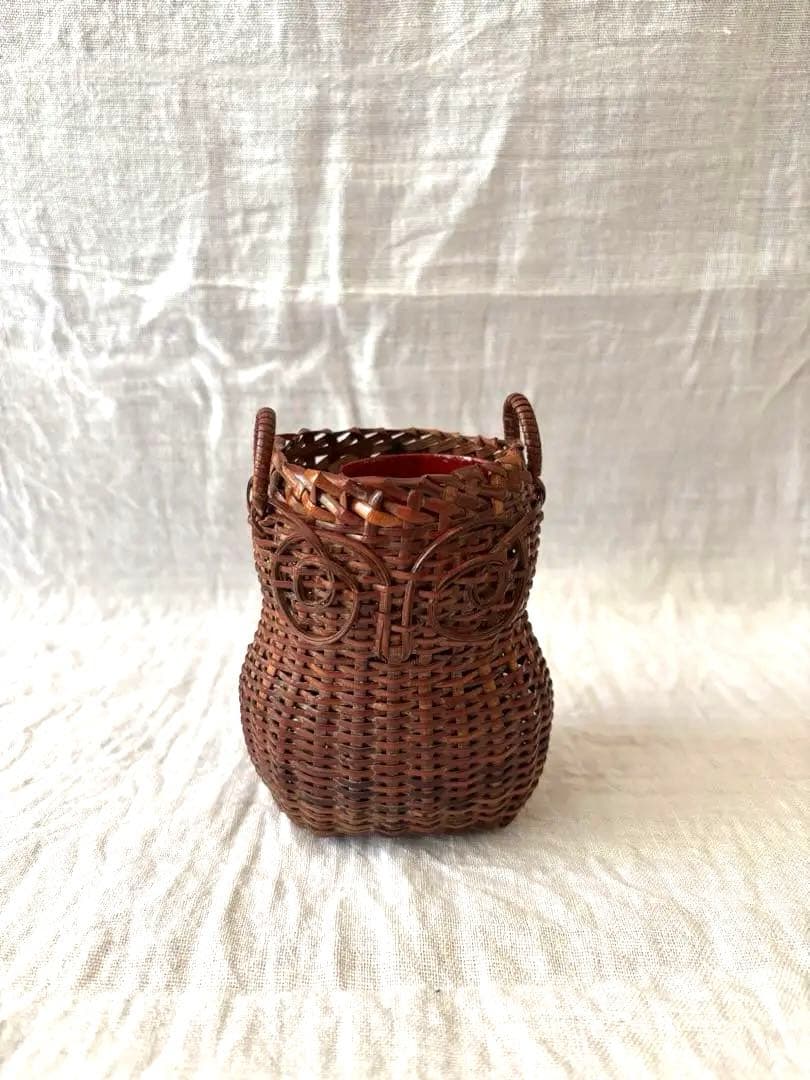 池田泰助　籠花入　みみずく