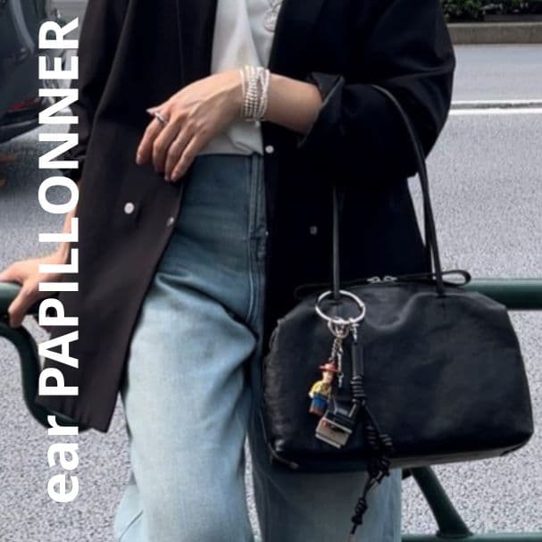 新品 タグ付き イアパピヨネ 本革 380g ロングハンドルボストンバッグ