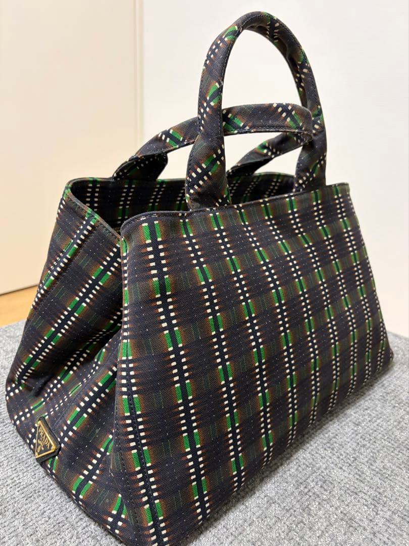 PRADA CANAPA チェック柄トートバッグ