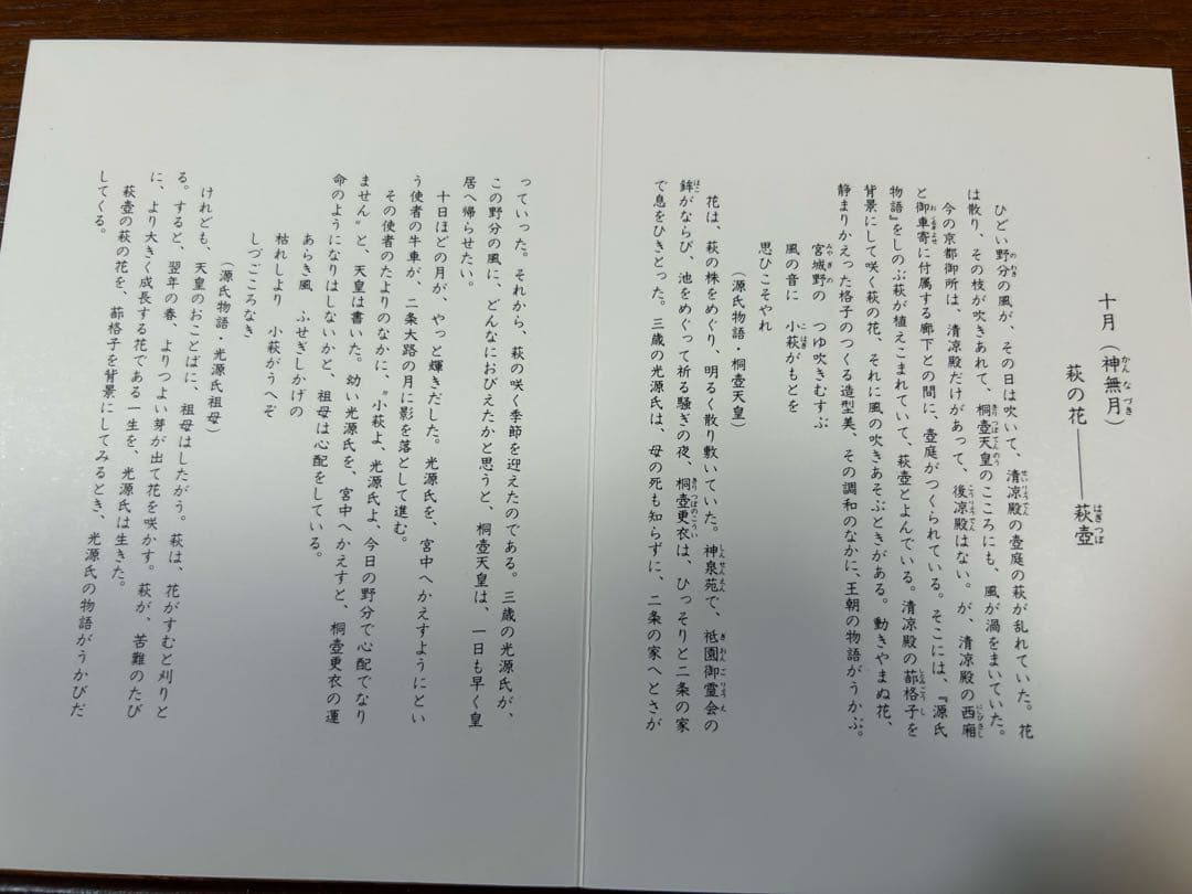 134桑野むつ子 京都 御所の花十二ヶ月【10月萩の花】抹茶椀・和陶皿 しおり付