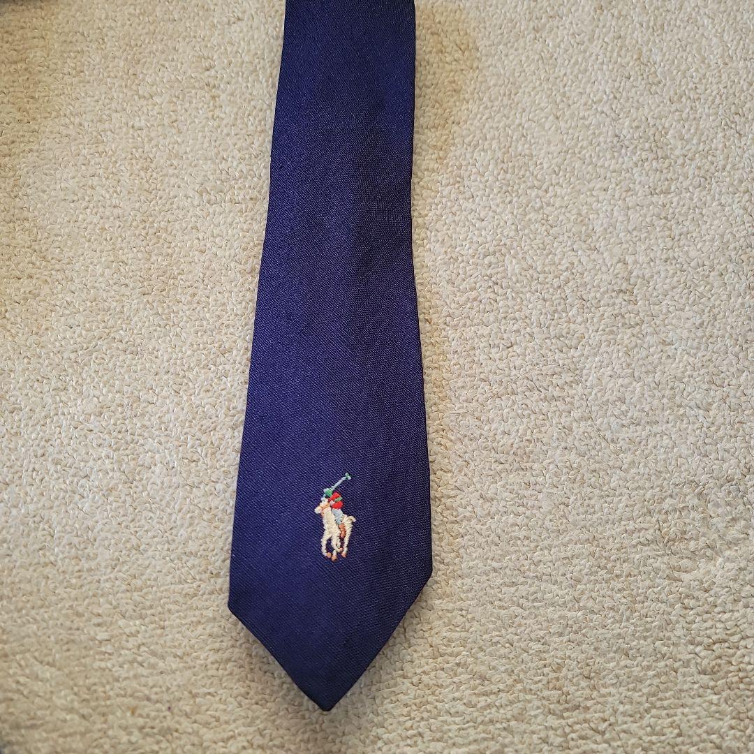 ポロ刺繍ネイビー ネクタイ