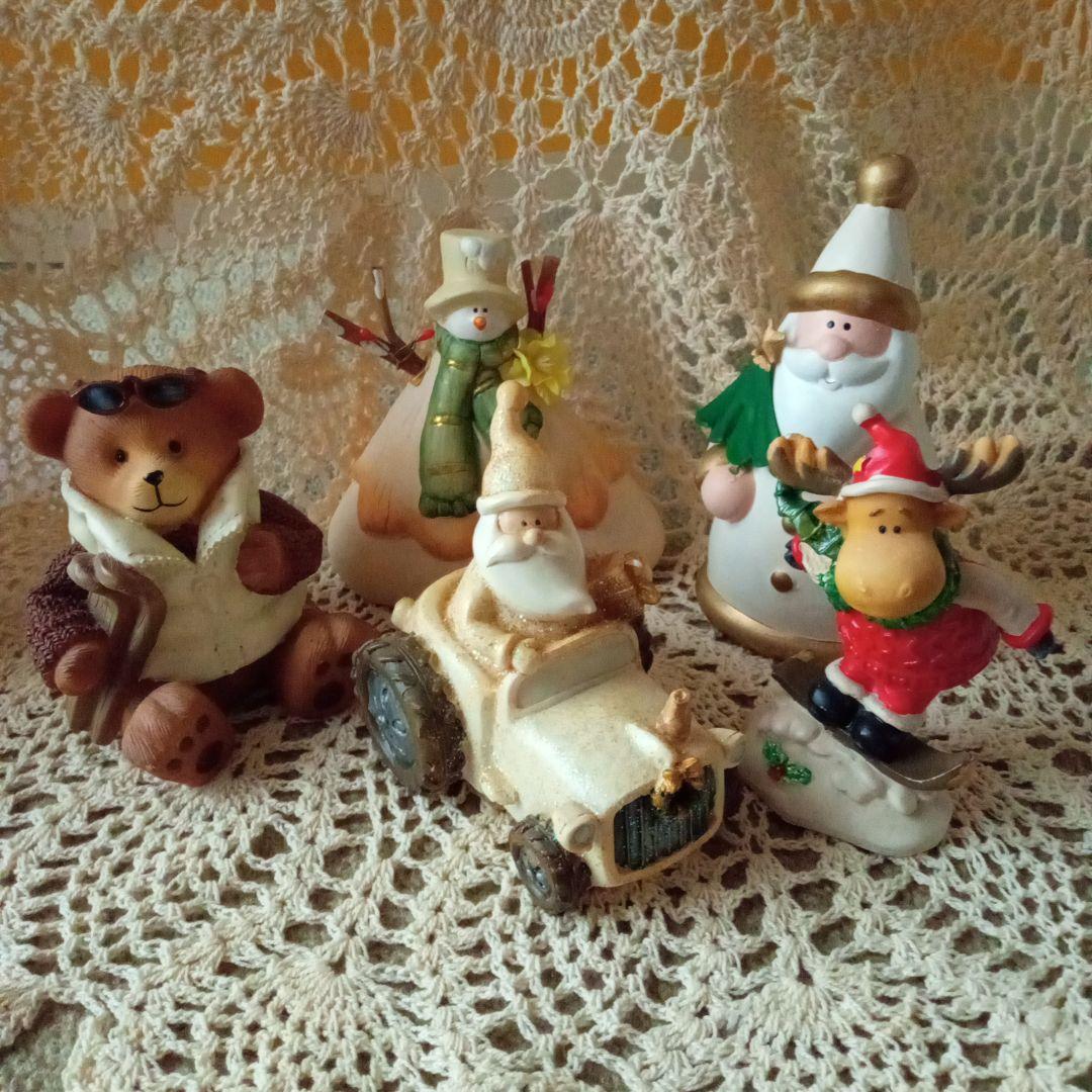 クリスマス置物　サンタ・トナカイ・ベアー・雪だるま置物　クリスマスインテリア雑貨