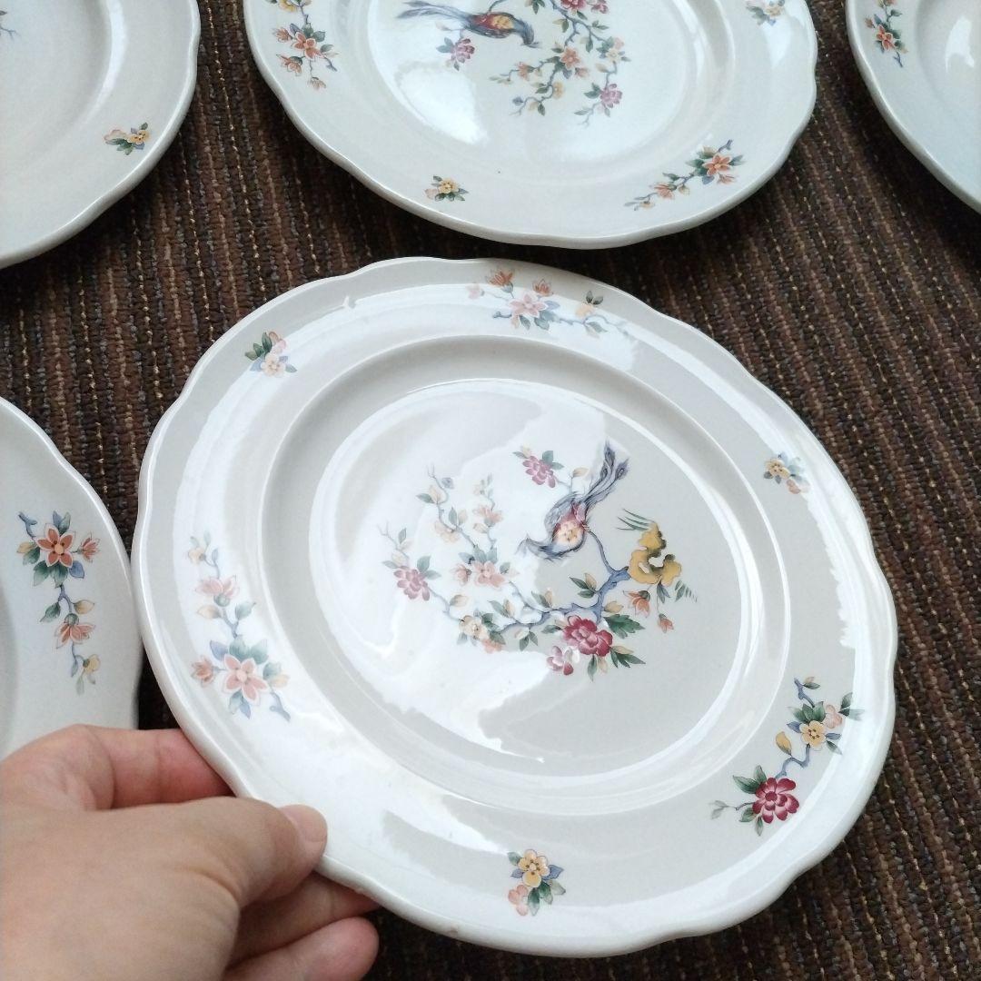 【美品】フランス？　シノワズリ　花鳥文様　ディナー皿　６枚セット