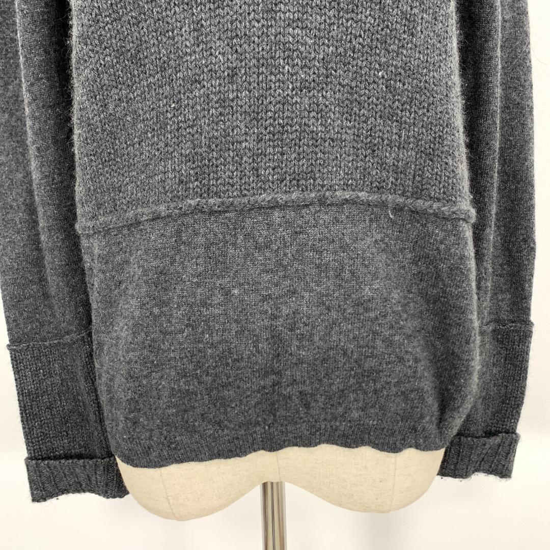 LA8787ジルサンダー 長袖ニット グレー カシミヤ100％ Vネック 36