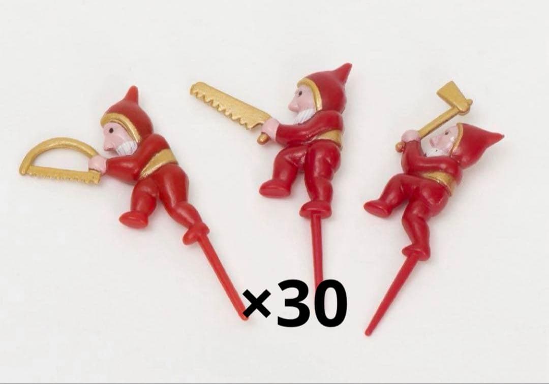 クリスマスケーキピック、30セット　森の小人、サンタ、飾り、雪の結晶、cotta