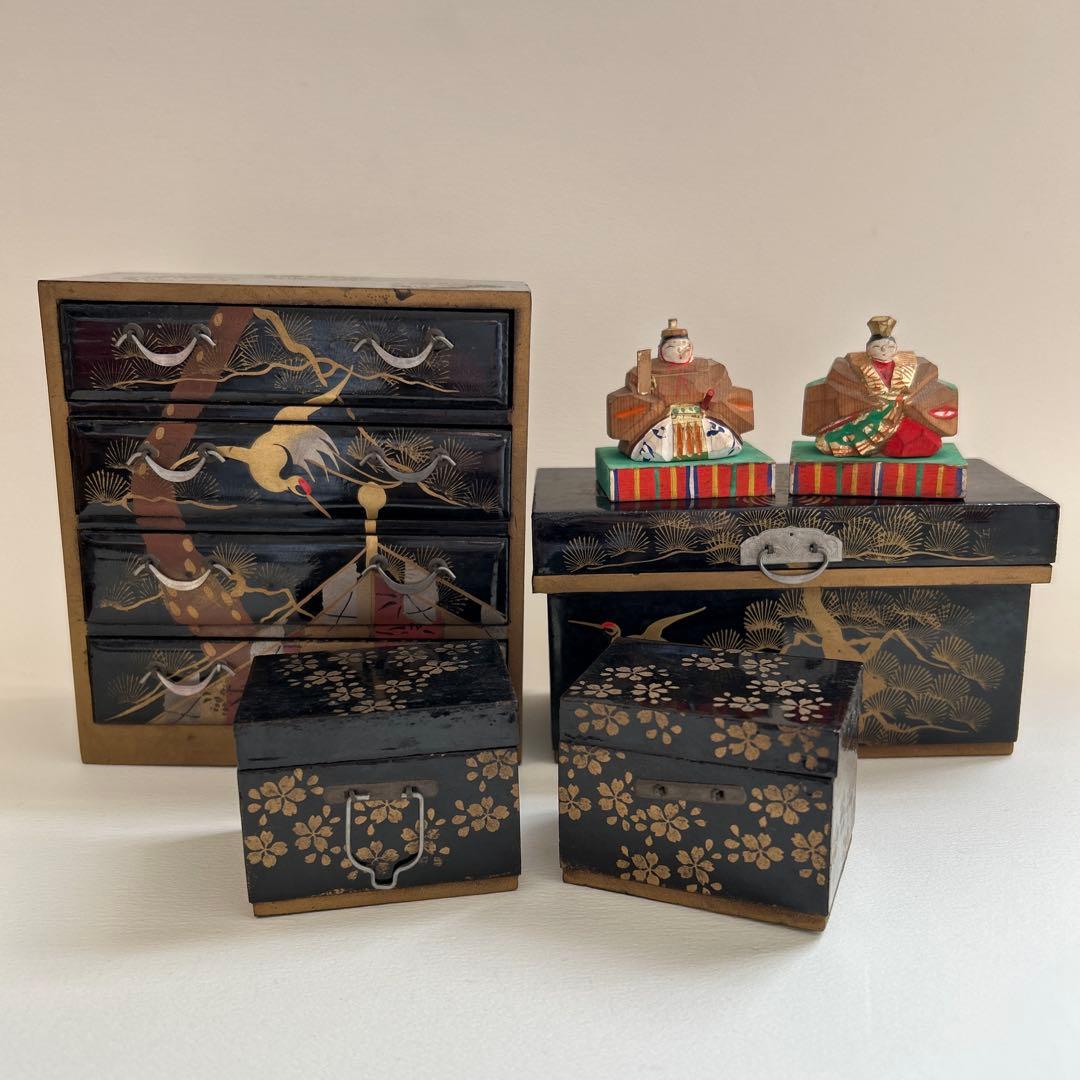 雛道具　一刀彫　雛道具　三ツ揃　お雛様