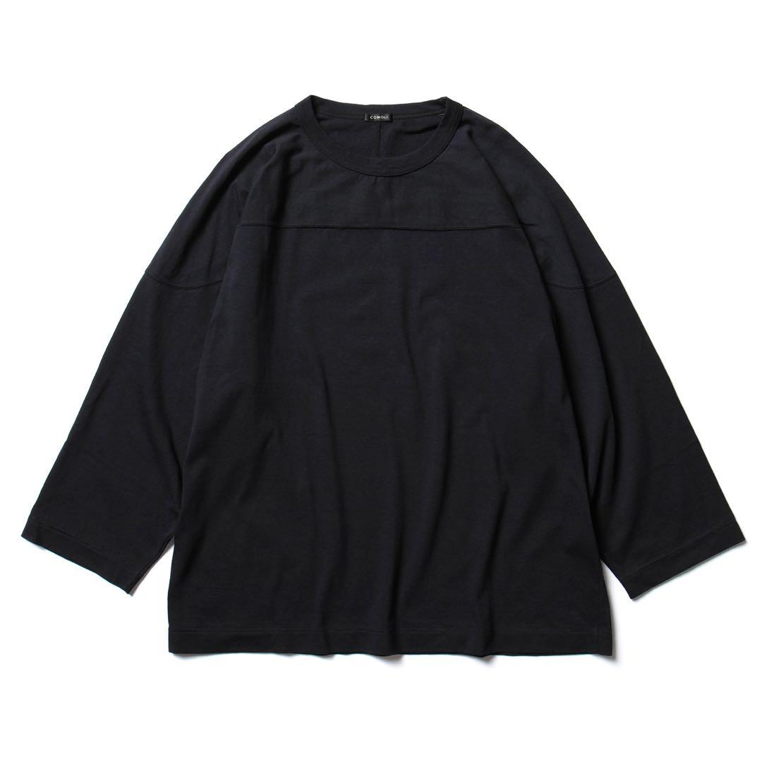 【極美品】COMOLI 22AW フットボールTEE NAVY SIZE2