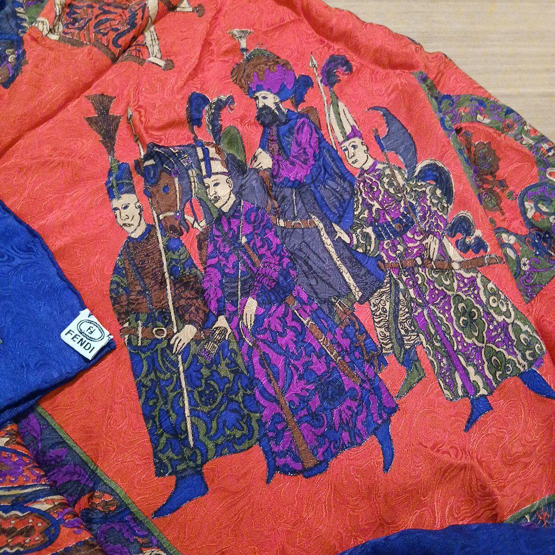 FENDI 大判スカーフ 赤紺