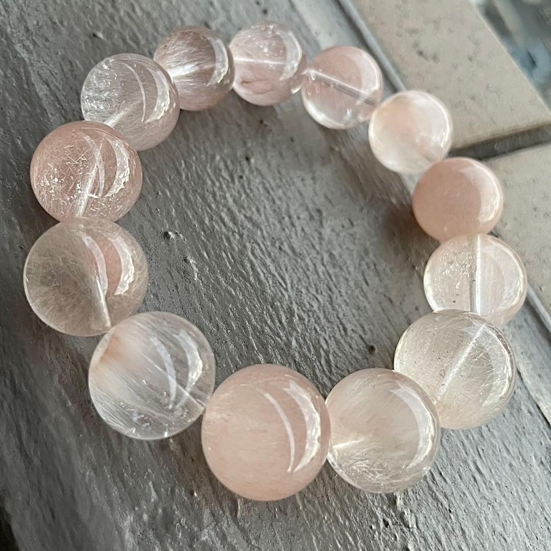 【✨1月限定価格✨】天然石⭐️ピンクサゲニティック　ブレスレット