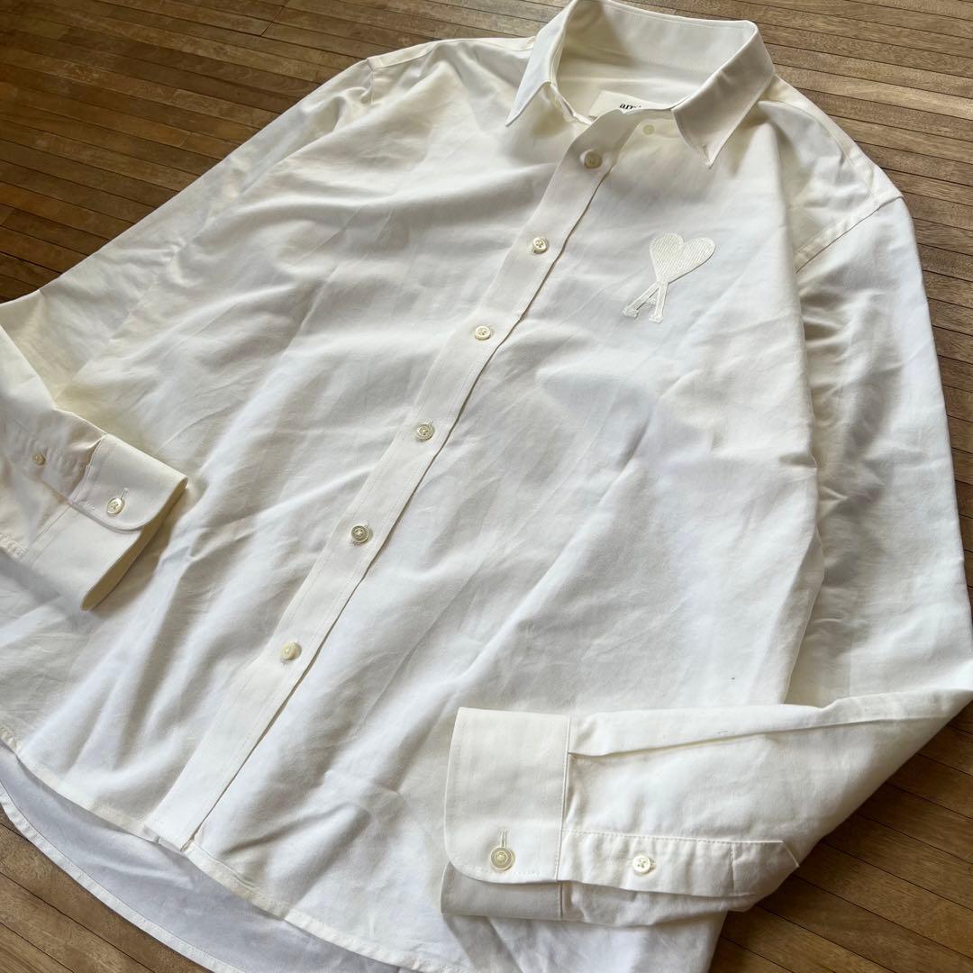 AMI Paris ハートロゴ刺繍 ボタンダウンシャツ　オーバーサイズ