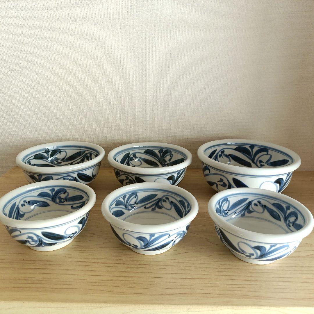 砥部焼【江泉】　大鉢1点・中鉢2点・小3点　6枚セット