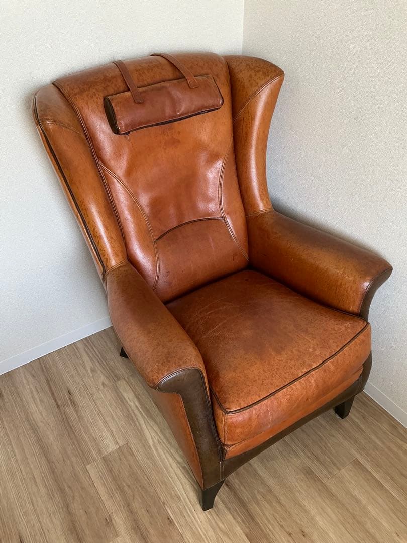 アンティーク家具 1人掛けソファ デンマーク製 本革 ハイバック