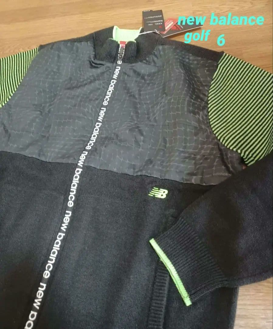 新品✰newbalanceボーダー×スパイダーウェブ蓄熱保温 防風ニットブルゾン