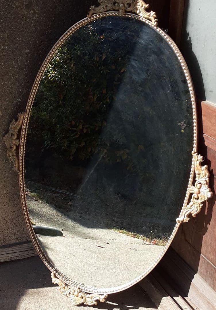 アンティークロココ調鏡　姿見　真鍮ミラー