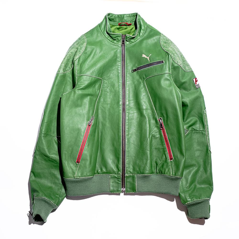 希少 PUMA レザー シングル ライダース モーター ジャケット