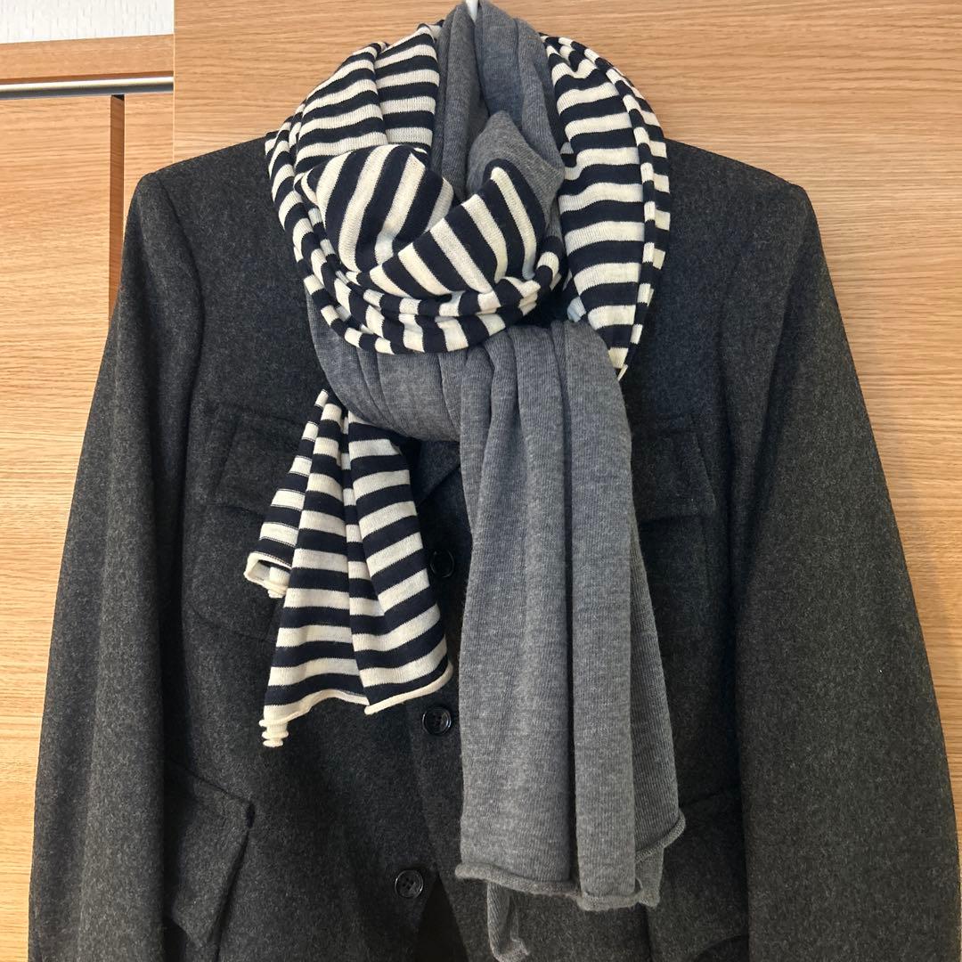 コムデギャルソンコムデギャルソン ボーダー×グレー 大判ストール