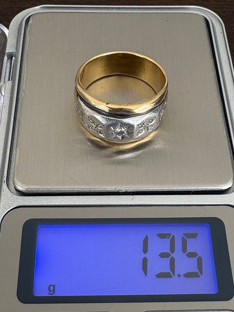 【coco】K18プラチナpt900ダイヤリング 13.5gメンズ指輪