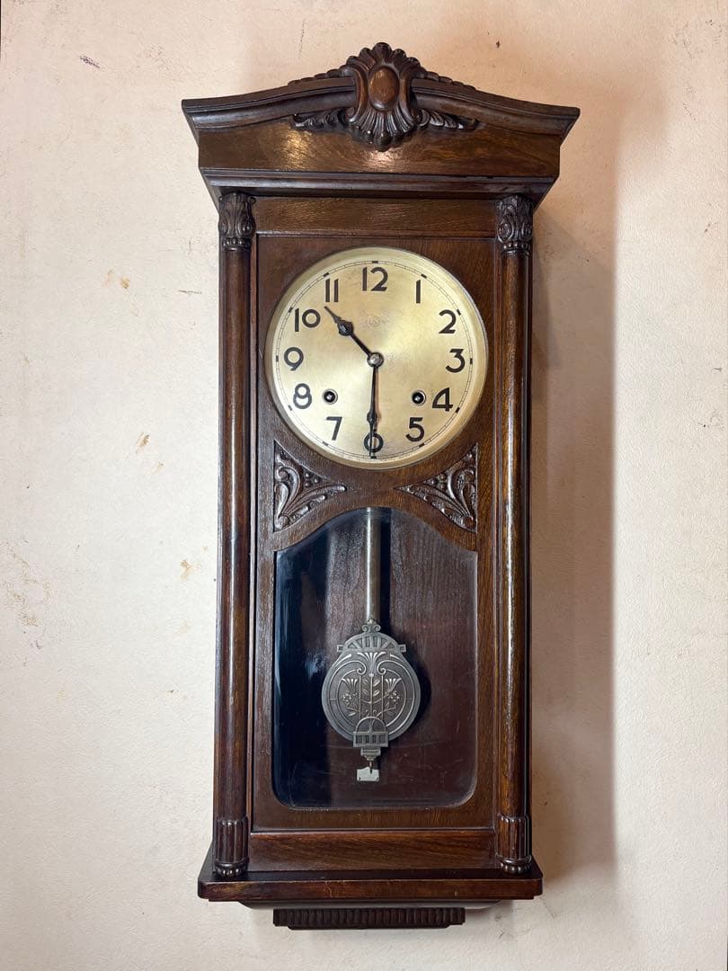 精工舎　デコ風合　柱時計　古時計　振り子　ゼンマイ　ボンボン　ユンハンス　レトロ