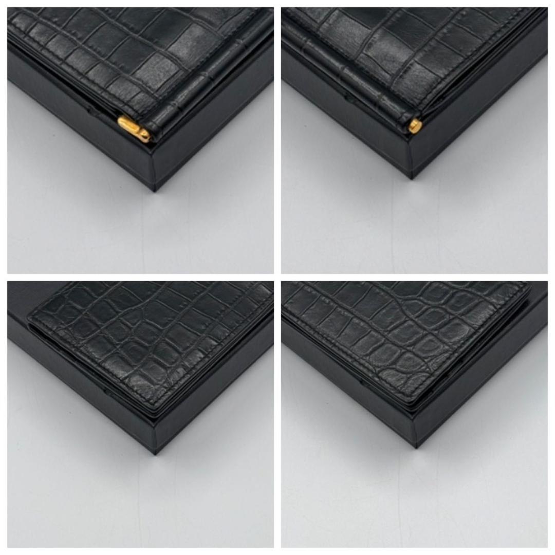 新品に近い 箱袋付属 サンローラン マネークリップ クロコ型押し YSLライン