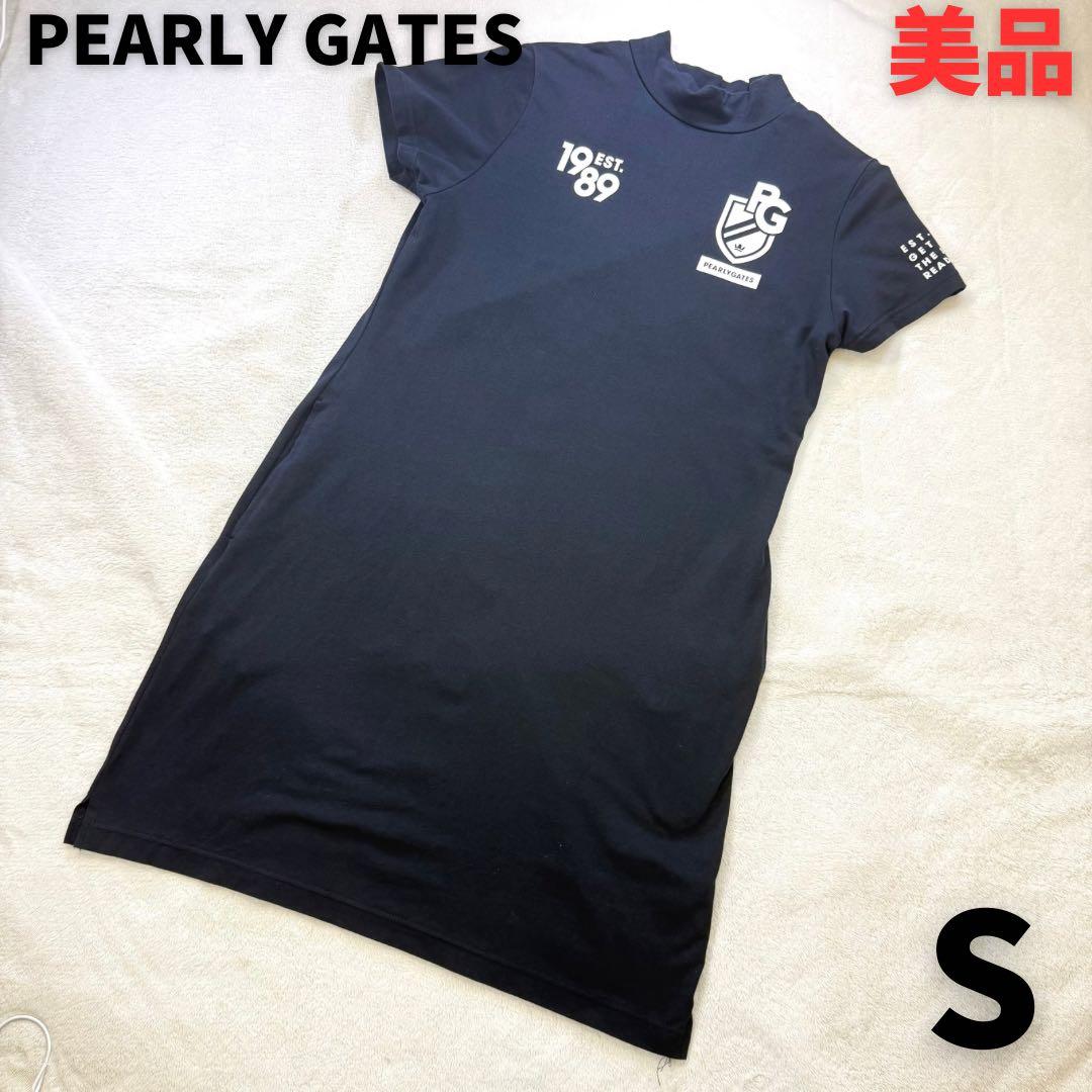 美品‼️PEARLY GATES モックネックワンピース背面ラインロゴ 0 日本製