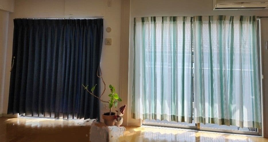 【KEYUCA】 カーテンとレースカーテンセット 約182cm×約101cm