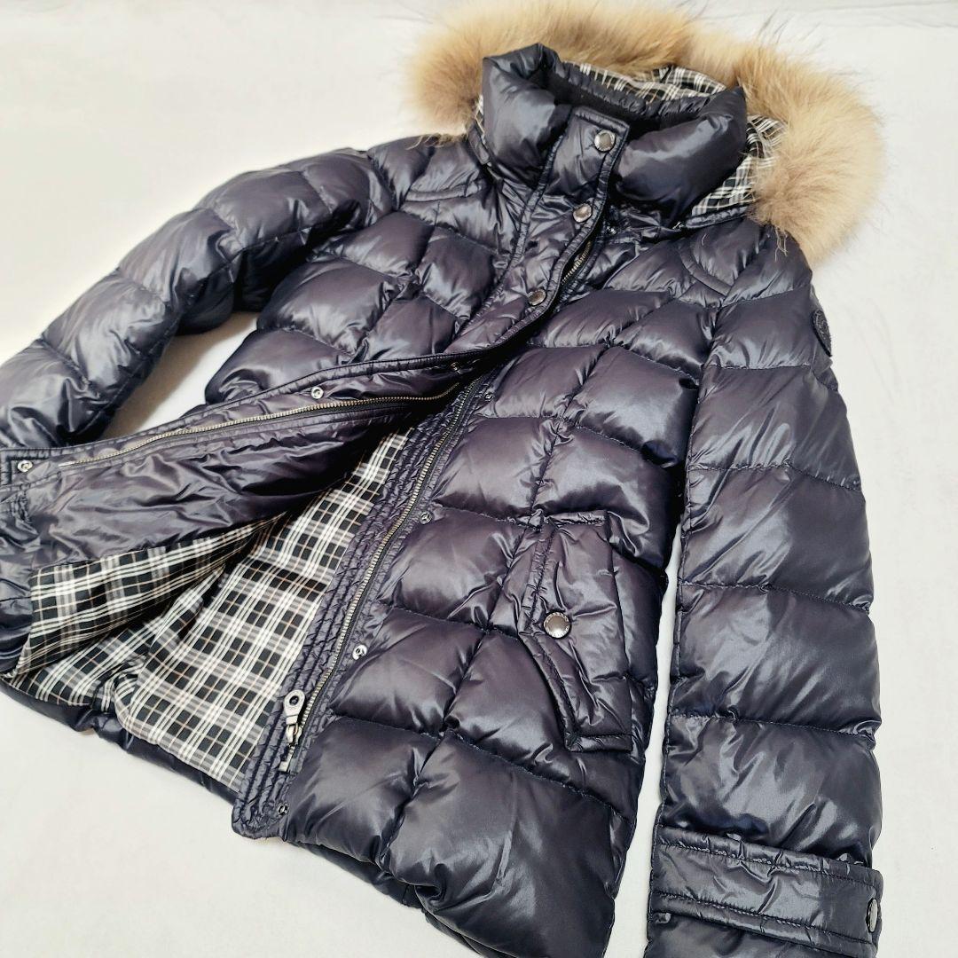 極美品☆BURBERRYブルーレーベルダウンコートジャケットフード付ノバチェック