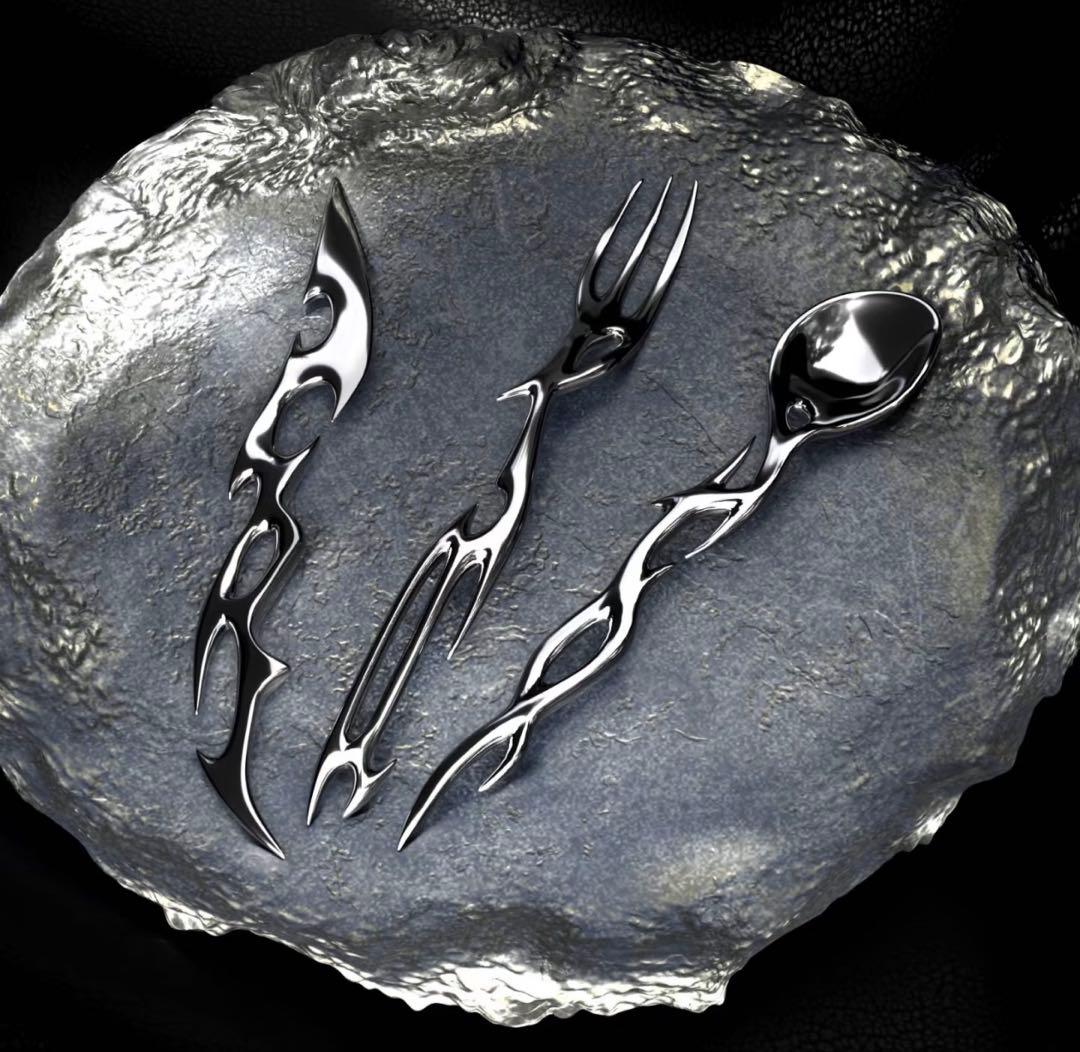 オリジナル　デザイン　ボーン　ステンレススチール カトラリーセット