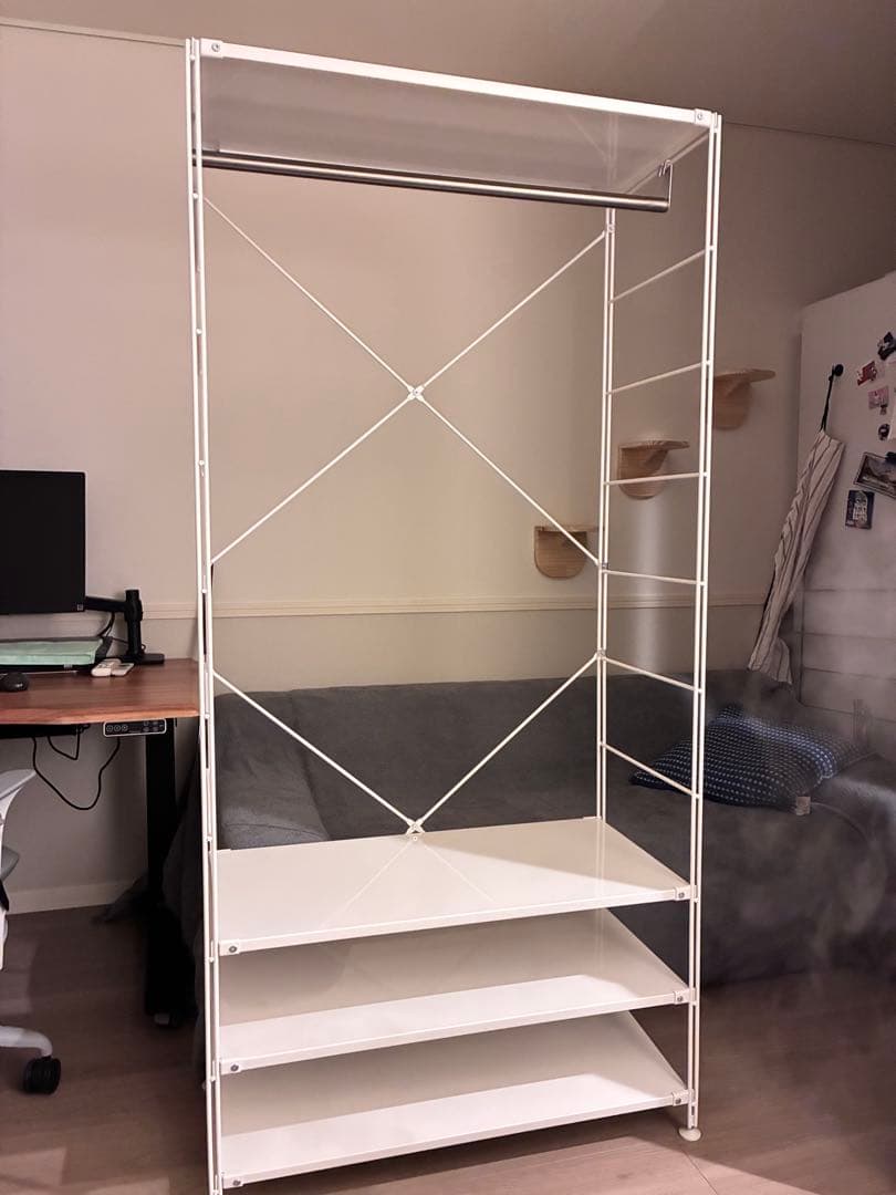 無印良品　スチールユニットシェルフ ワードローブセット　ライトグレー