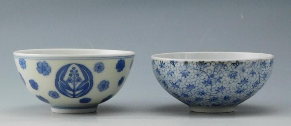 【鳳凰堂】『従三位殿拝領 澤瀉御紋染付御盃』『興丸殿拝領唐草御盃』 長州藩 毛利