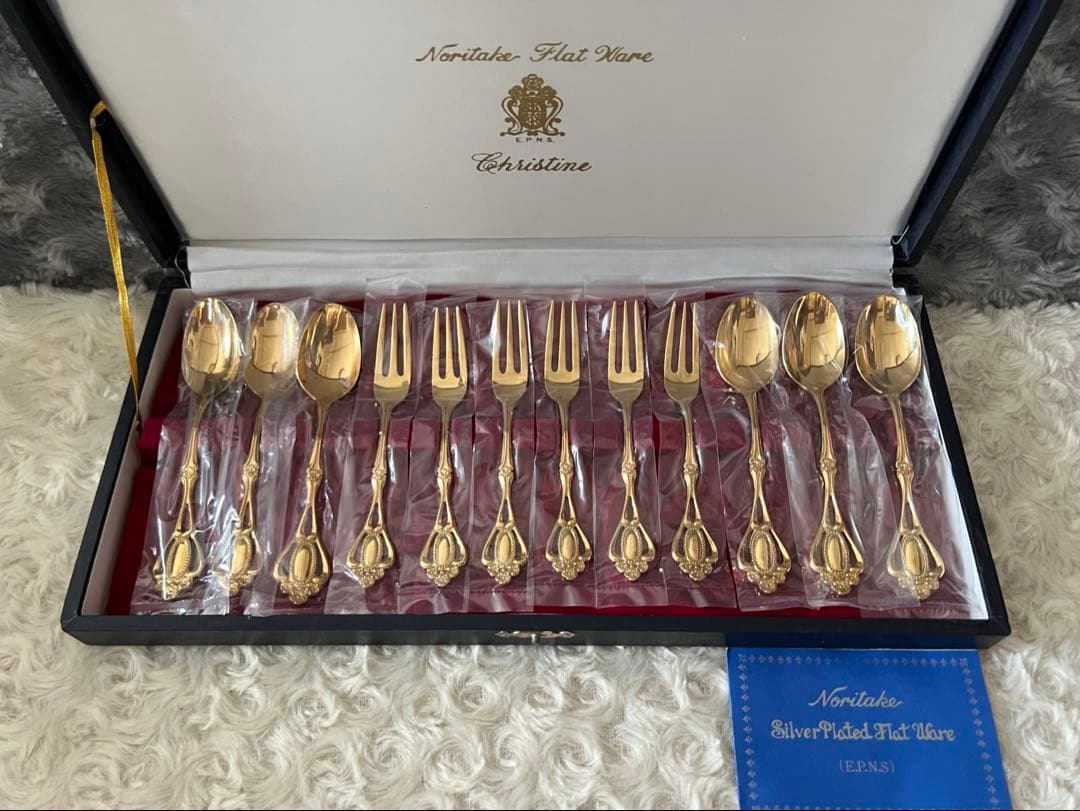ノリタケ　カトラリーセット　クリスティーヌ ゴールド　スプーン＆フォークセット