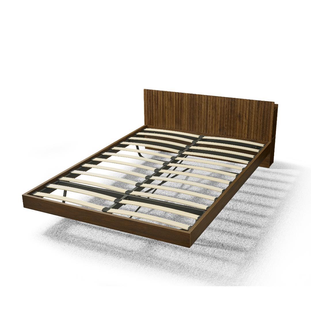 【新作】ベッド シングル ウォールナット色 収納付き コンセント付き USBポー