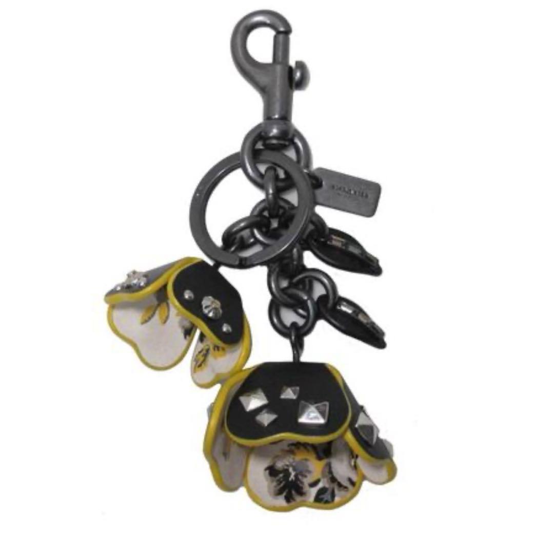 COACH バッグチャーム キーリング ローズ メタル