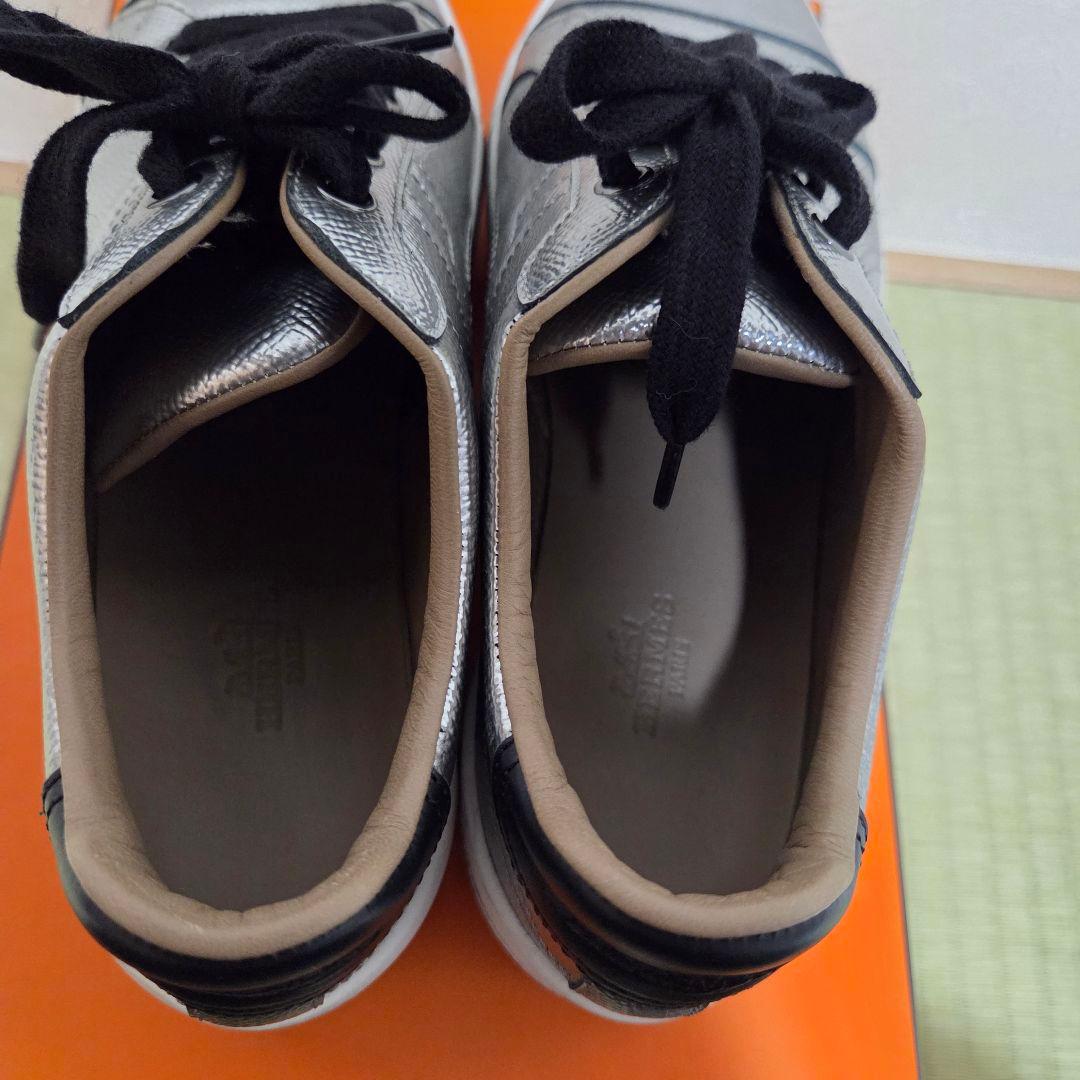 HERMES ヴォルテージ Hエンボス 刻印 レザー 厚底スニーカー 37.5
