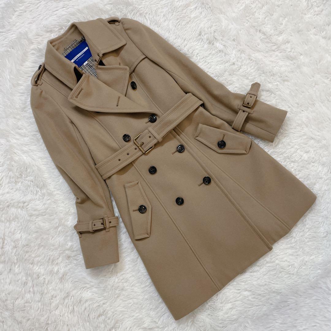 未使用級✨バーバリーブルーレーベル トレンチコート チェック カシミヤ混 ベルト