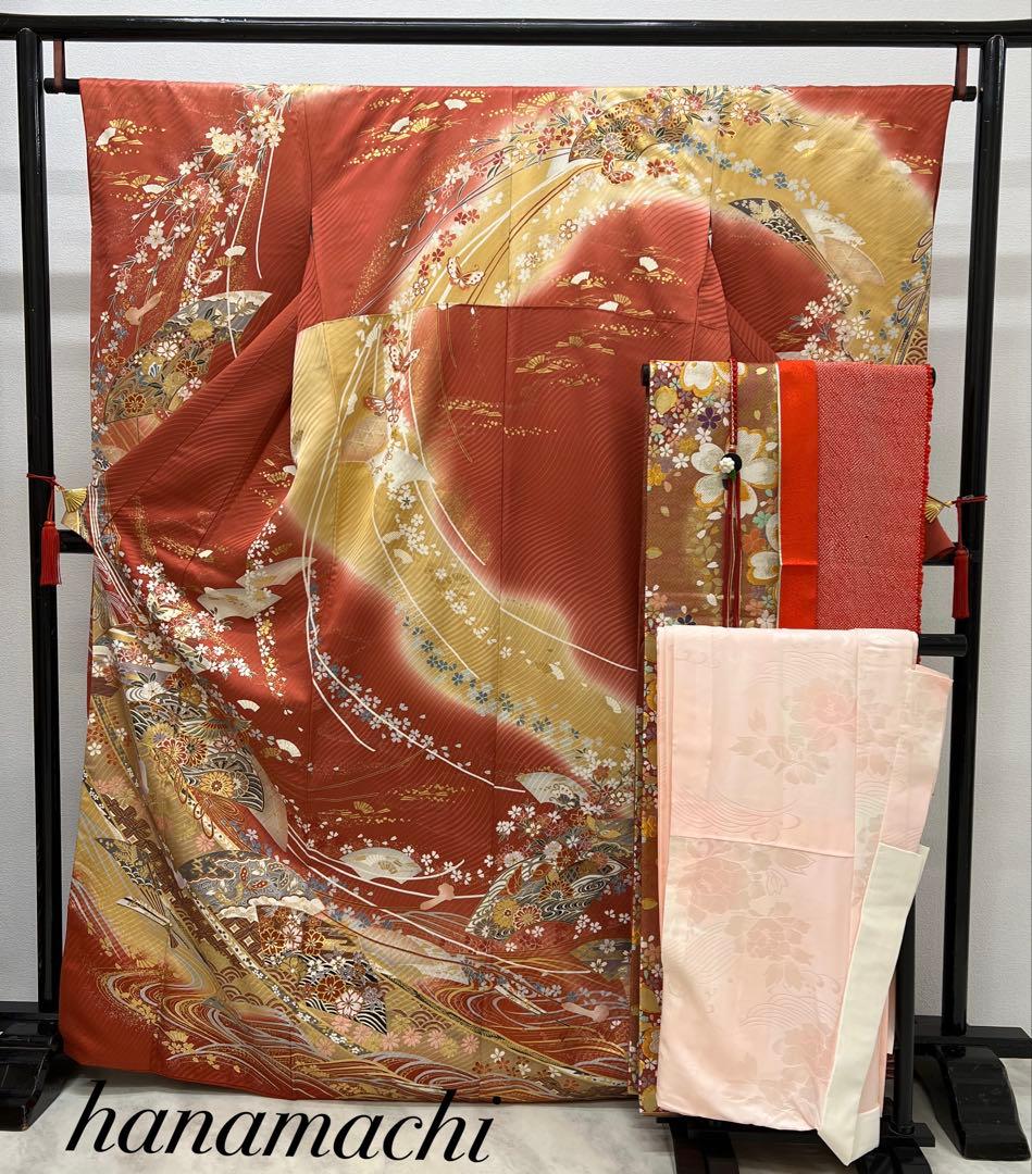 振り袖　フルセット　別誂長襦袢　成人式　金彩加工　刺繍入り　結婚式　737